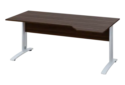 EZK 28 - 184 stůl kancelářský, rohový, pravý, kovová podnož bílá, deska 25 mm, široký 1800 mm, ořech královský